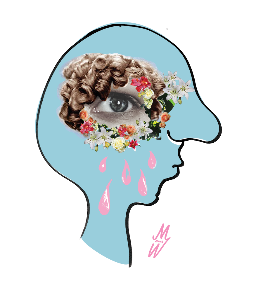 Sex of the soul - a picture of a male head with a female eye.