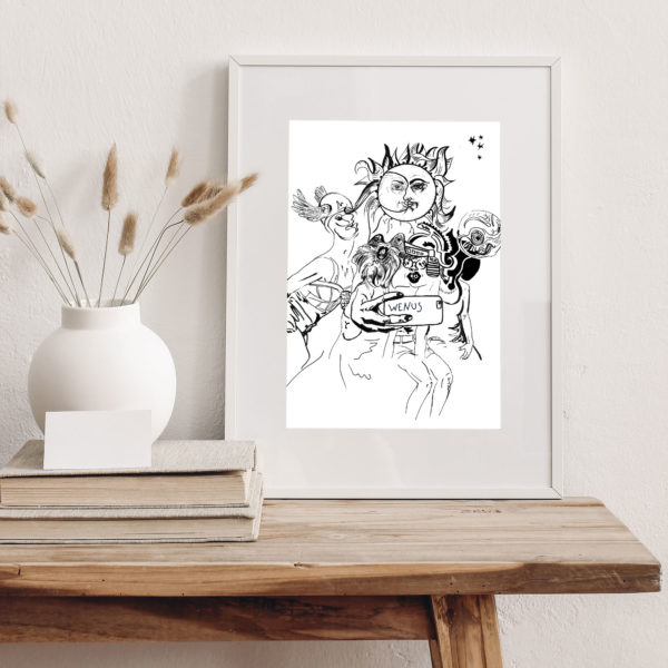 Zdjęcie grafiki „Wenus” stojącej na komodzie.