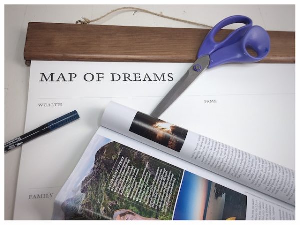A dream map is a picture of a dream map hanging on the wall and its details.
