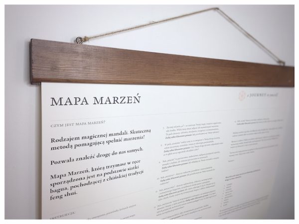 Mapa marzeń to obrazek przedstawiający mapę marzeń wiszącą na ścianie i jej detale.