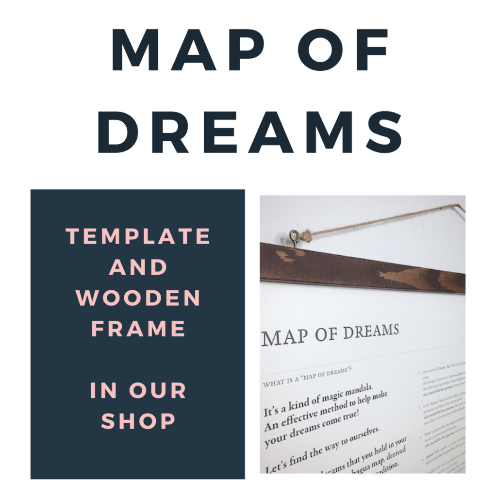 Dream map ad template and wooden frame.